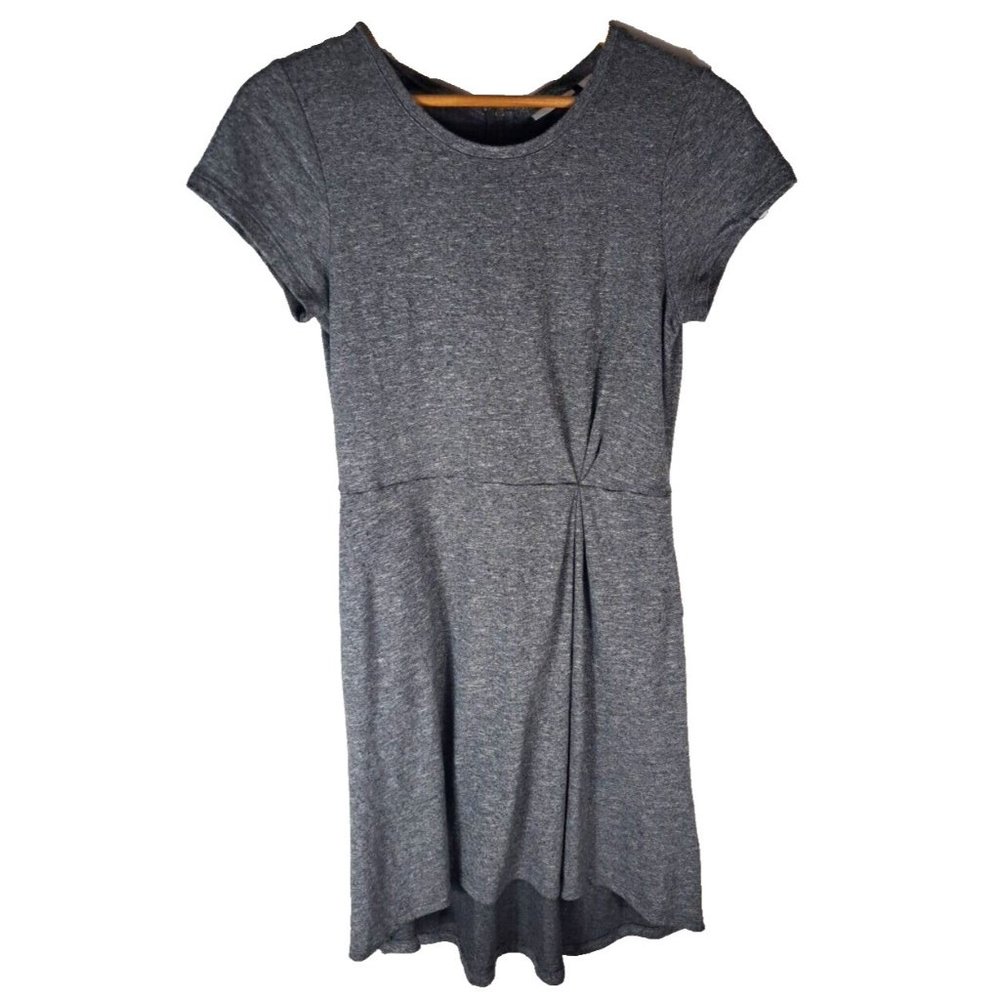 Women's Halogen Dress Gray Cotton Knit Midi Pockets Stretch Zipper Flowy M